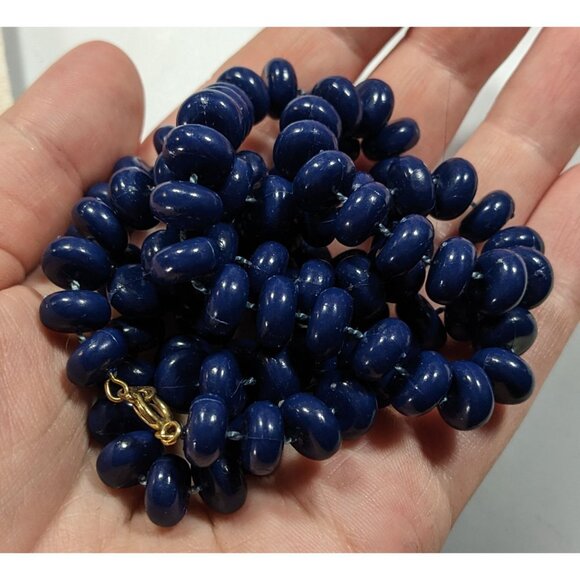 Retro Casual Navy Blue Beaded Lightweight Necklace - Picture 3 of 4